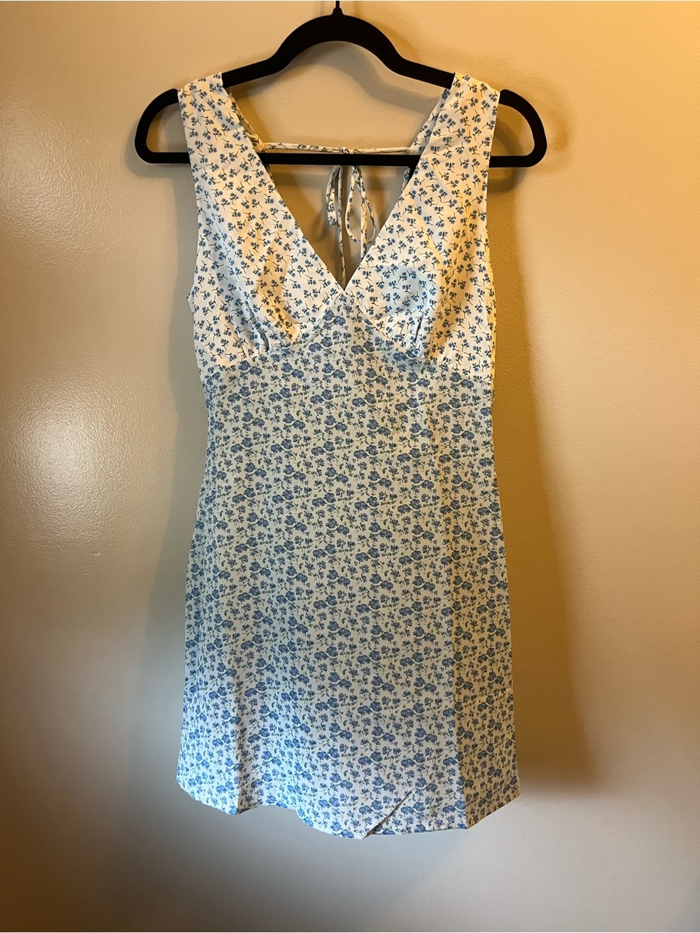 Papermoon White Dress with Blue Floral Print